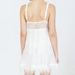 Rya Sleepwear Jasmine Ivory Feather Lace Chemise Gown 584