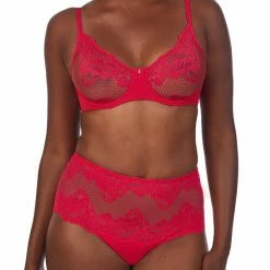 Le Mystere Lace Allure Bright Pink High Waisted Thong Panty 7946 Bra & Panty Sets