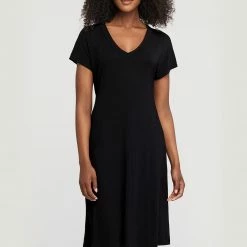 Fleur't Black Midi Lounge Dress 636 PJS & Lounge