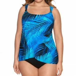 Miraclesuit Swimwear Shadowcat Dazzle Slate Plus Size Tankini Top 6539626W