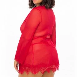 Oh La La Cheri Lingerie Provence Red Plus Size Robe & Panty Set 94-11136X