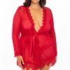Oh La La Cheri Lingerie Provence Red Plus Size Robe & Panty Set 94-11136X
