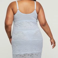 Montelle Sleepwear Wanderlust Heaven Blue Lace Slip Set With Thong 9472