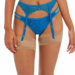Bra & Panty Sets Freya Temptress Med Blue Lace Garter Belt 400191