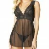 Oh La La Cheri Lingerie Nora Black Lace And Mesh Babydoll 75-10789
