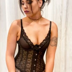 The Bra Genie Underbust Black And White Lace Corset Lingerie