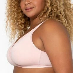 Curvy Couture Cotton Luxe Blushing Rose Wireless Bra 1010 Bras