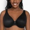 Curvy Couture Sheer Mesh Plunge Black Hue T Shirt Push Up Bra 1310 Bras