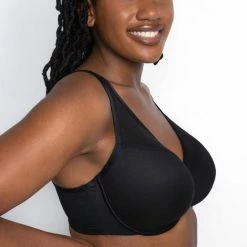 Curvy Couture Sheer Mesh Plunge Black Hue T Shirt Push Up Bra 1310 Bras