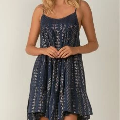 Elan Swimwear Cabo Navy Gold Print Dress Cover Up CNL5654