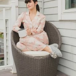 MeMoi Loungewear Notch Collar Pink Polar Bears Pajama Set CPJ06672