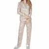 MeMoi Loungewear Notch Collar Pink Polar Bears Pajama Set CPJ06672