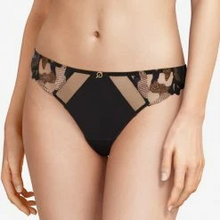 Chantelle Montaigne Black Tanga Thong Panty 19J9
