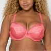 Curvy Couture Tulip Lace Sun Kissed Coral Balconette Bra 1017