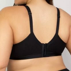 Curvy Couture Cotton Luxe Black On Black Wireless Bra 1010