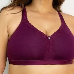 Curvy Couture Cotton Luxe Purple Wireless Bra 1010 Bras