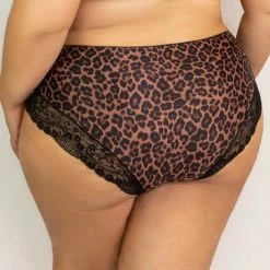 Bra & Panty Sets Curvy Couture Tulip Lace Leopard Hipster Panty 1169
