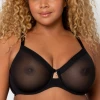 Bras Curvy Couture Sheer Mesh Black Hue Unlined Bra 1311