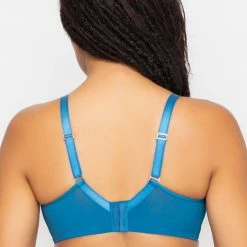 Curvy Couture Sheer Mesh Blue Sapphire Unlined Bra 1311 Bras