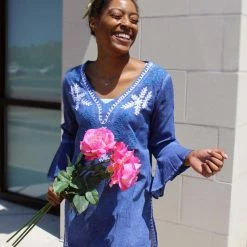 Swim Debbie Katz Jaira Blue Tunic Cover Up