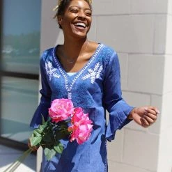 Swim Debbie Katz Jaira Blue Tunic Cover Up