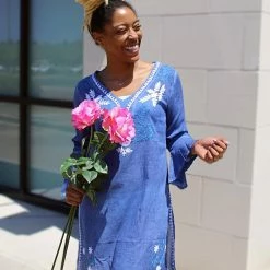 Swim Debbie Katz Jaira Blue Tunic Cover Up