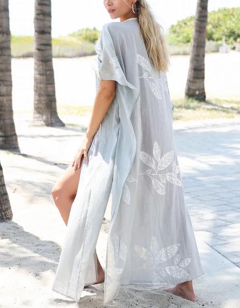 Debbie Katz Loona Taupe Maxi Kimono Cover Up 4 Debbie Katz Loona Taupe Maxi Kimono Cover Up