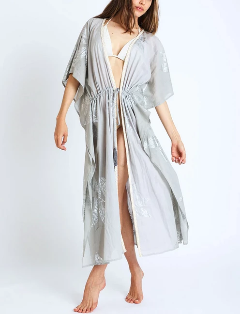 Debbie Katz Loona Taupe Maxi Kimono Cover Up 3 Debbie Katz Loona Taupe Maxi Kimono Cover Up