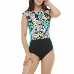 Eidon Swimwear Hot Tropics Black Everly Paddle Suit One Piece 35-202757
