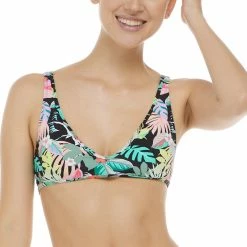 Eidon Swimwear Hot Tropics Miley Black Plunge Bikini Top 35-202170