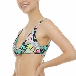 Eidon Swimwear Hot Tropics Miley Black Plunge Bikini Top 35-202170