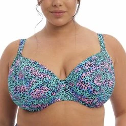Elomi Swimwear Electric Savannah Leopard Plunge Bikini Top 800702