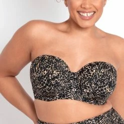 Curvy Kate Swimwear Eclipso Print Mix Bandeau Bikini Top 022307