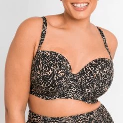 Curvy Kate Swimwear Eclipso Print Mix Bandeau Bikini Top 022307