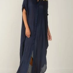 Elan Swimwear Navy Long Dress Cover Up RG9050