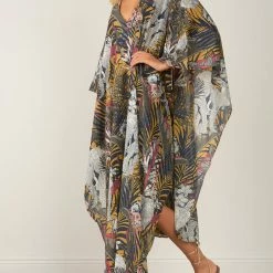 Elan Swimwear Olive Safari Maxi Kaftan Cover Up VP9024