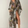 Elan Swimwear Olive Safari Maxi Kaftan Cover Up VP9024