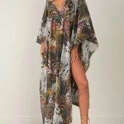 Elan Swimwear Olive Safari Maxi Kaftan Cover Up VP9024