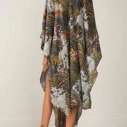 Elan Swimwear Olive Safari Maxi Kaftan Cover Up VP9024