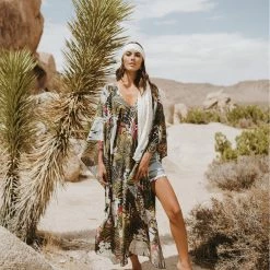 Elan Swimwear Olive Safari Maxi Kaftan Cover Up VP9024