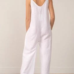 Elan Swimwear White Linen Jumpsuit Cover Up LW7293