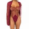 Oh La La Cheri Lingerie Elishia Rhubarb Robe And Teddy Set 40-11440