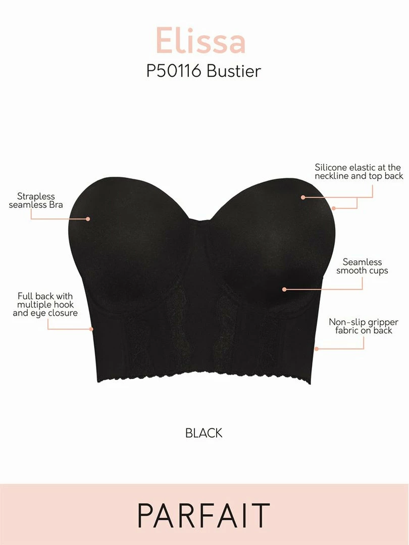 Parfait Elissa Black Contour Longline Bustier Bra P50116 6 Parfait Elissa Black Contour Longline Bustier Bra P50116