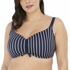 Elomi Swimwear Plain Sailing Midnight Stripe Crop Bikini Top 7276