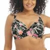 Bikini Tops Elomi Swimwear Dark Tropics Black Plunge Bikini Top 800102