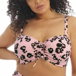 Elomi Swimwear Kambuku Pink Bandeau Bikini Top 800210 Bikini Tops