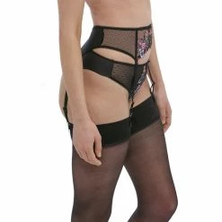 Fantasie Aurelia Black Lace Floral Garter Belt 101091