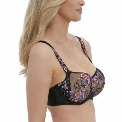 Fantasie Aurelia Black Unlined Floral Balconette Bra 101007 Bra & Panty Sets