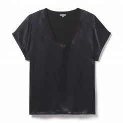 Petite PJ Harlow Loungewear Gianna Satin V Neck Tee