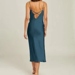 Ginia Silks Jacquard Night Gown Orion Blue Sleepwear GJQ402 Petite